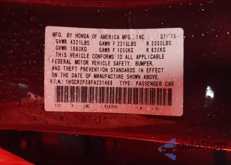 2015 Honda Accord Sport из США, поврежденный, VIN 1HGCR2F58FA231489